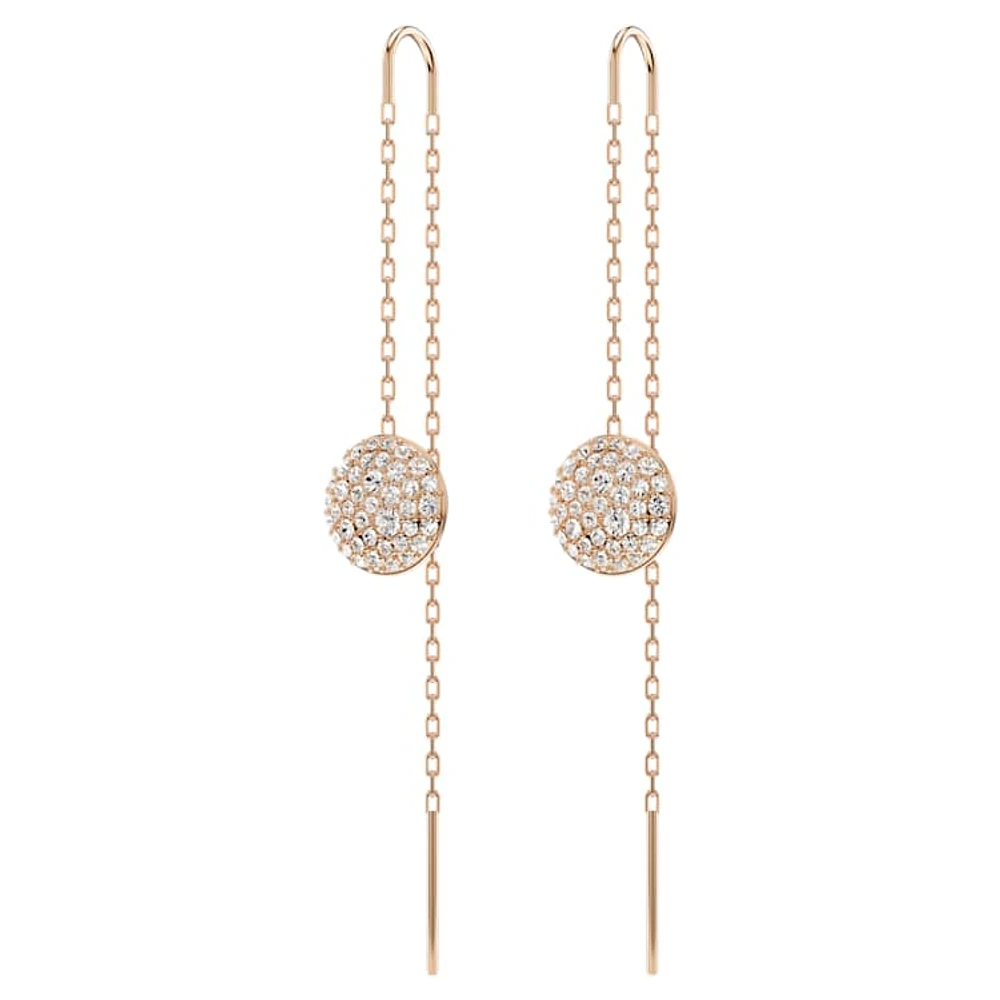 Sublima drop earrings, White, Rose gold-tone plated by SWAROVSKI