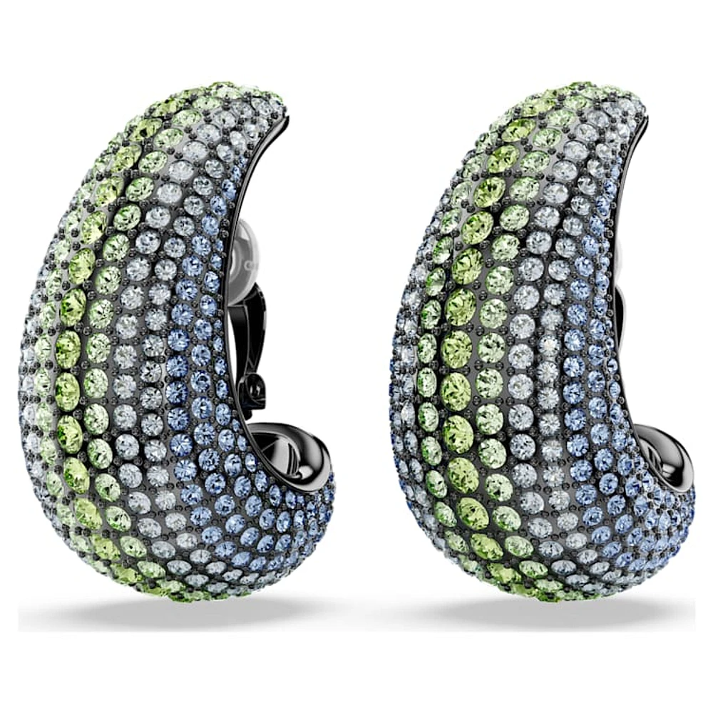 Sublima clip earrings, Round cut, Large, Multicoloured, Ruthenium plated by SWAROVSKI