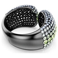 Sublima cuff, Round cut, Multicoloured, Ruthenium plated by SWAROVSKI