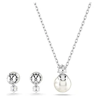 Matrix set, Crystal pearl, Round cut, White, Rhodium plated by SWAROVSKI