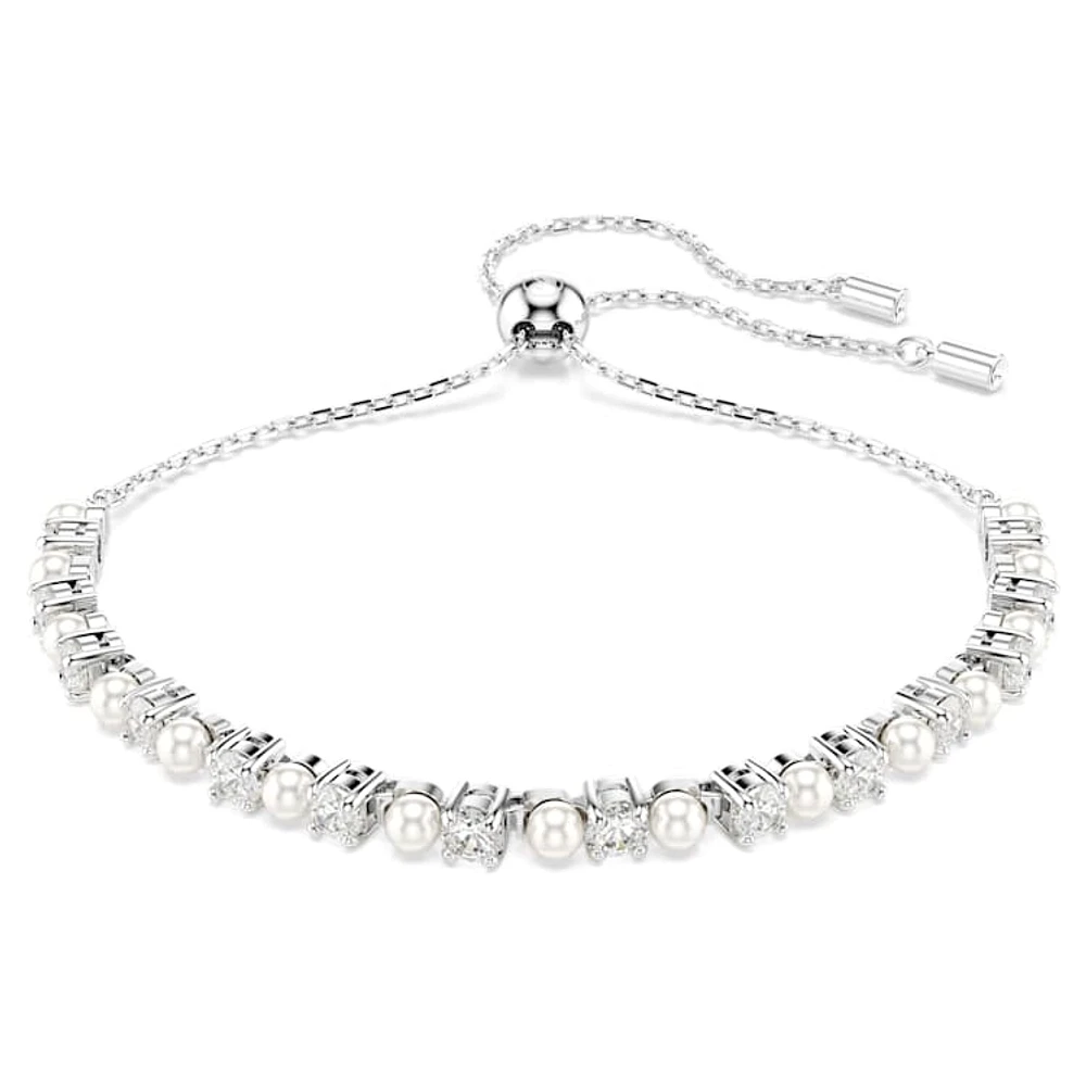 Matrix bracelet, Crystal pearl, Round cut, White, Rhodium plated by SWAROVSKI