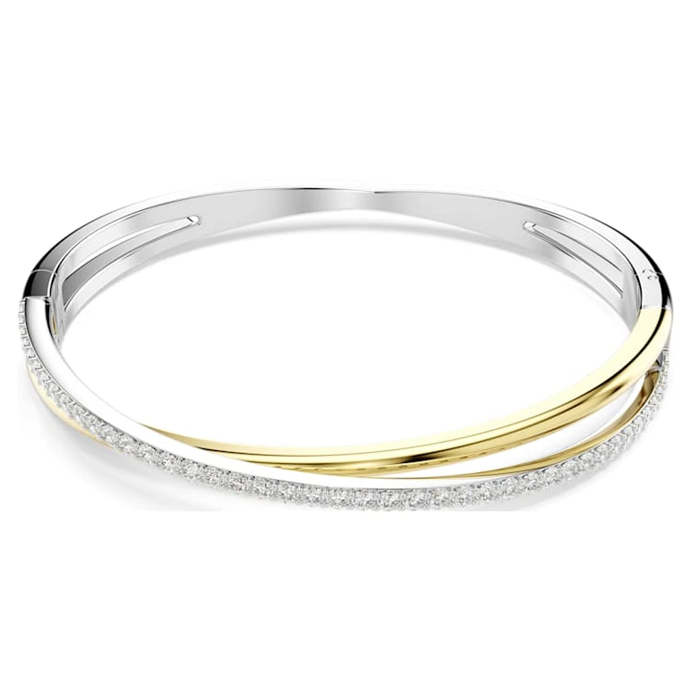 Hyperbola bangle, Round cut, White, Mixed metal finish by SWAROVSKI