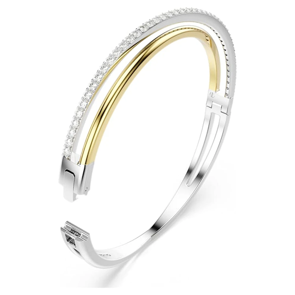 Hyperbola bangle, Round cut, White, Mixed metal finish by SWAROVSKI