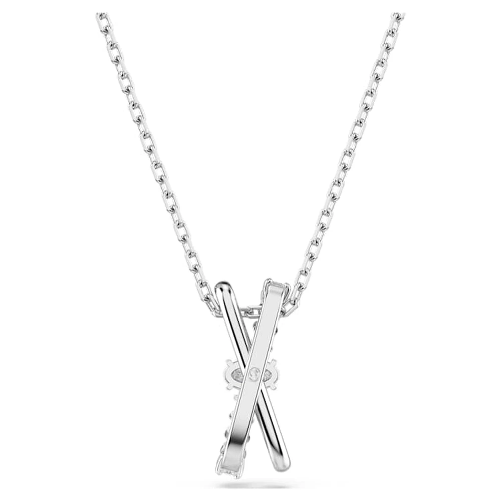 Hyperbola pendant, Mixed cuts, Twist, White, Rhodium plated by SWAROVSKI