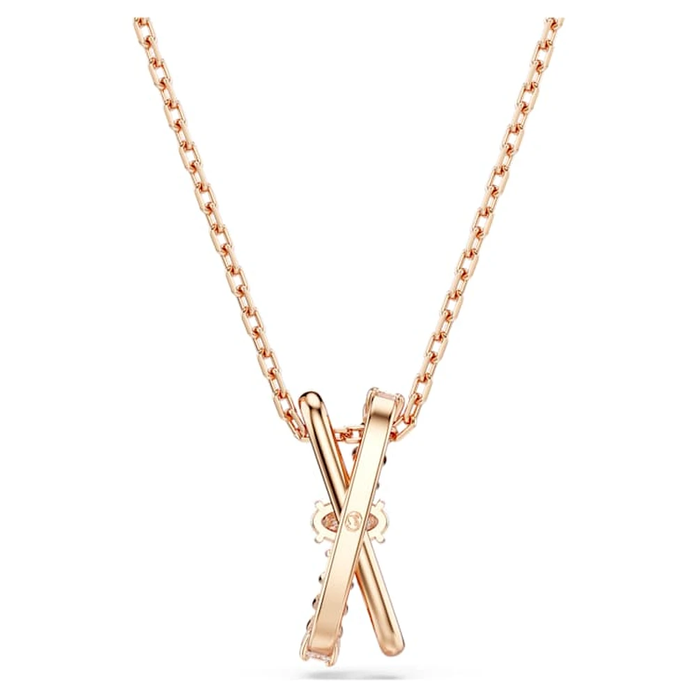 Hyperbola pendant, Mixed cuts, Twist, White, Rose gold-tone plated by SWAROVSKI