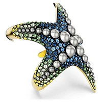 Idyllia cuff, Crystal pearls, Starfish, Multicoloured, Gold-tone plated by SWAROVSKI