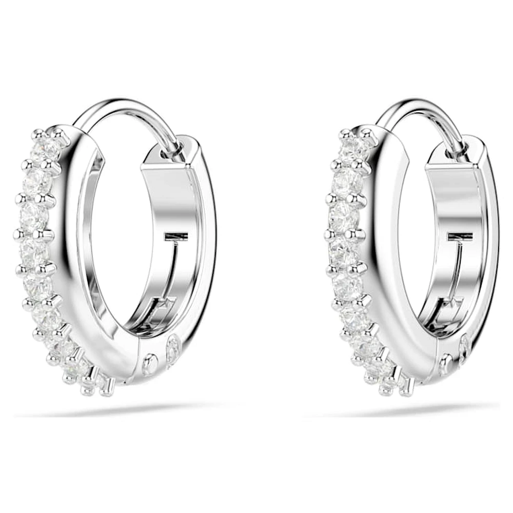 Matrix hoop earrings, Round cut, White