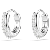 Matrix hoop earrings, Round cut, White