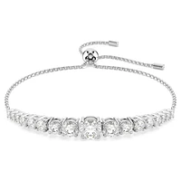 Matrix bracelet, Gradient of round cuts, White, Rhodium plated by SWAROVSKI