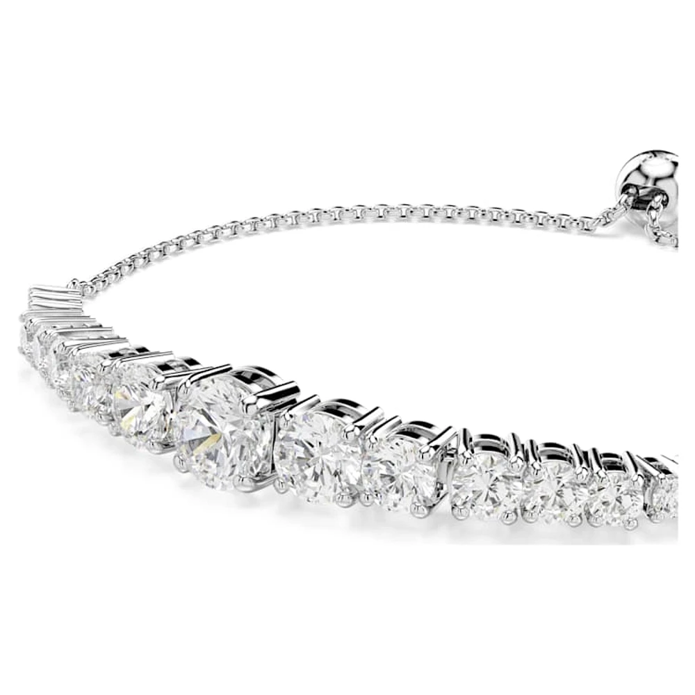 Matrix bracelet, Gradient of round cuts, White, Rhodium plated by SWAROVSKI