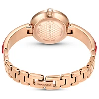 Matrix Bangle watch, Swiss Made, Crystal bracelet, Red, Rose gold-tone finish by SWAROVSKI