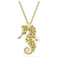 Idyllia pendant, Crystal pearls, Seahorse, White, Gold-tone plated by SWAROVSKI