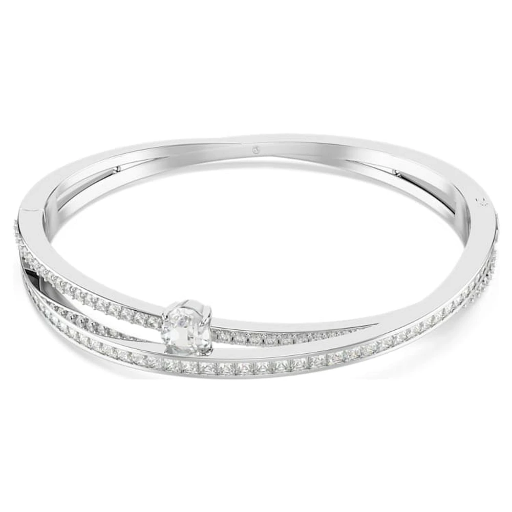 Hyperbola bangle, Mixed cuts, White, Rhodium plated by SWAROVSKI