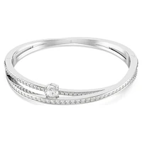 Hyperbola bangle, Mixed cuts, White, Rhodium plated by SWAROVSKI