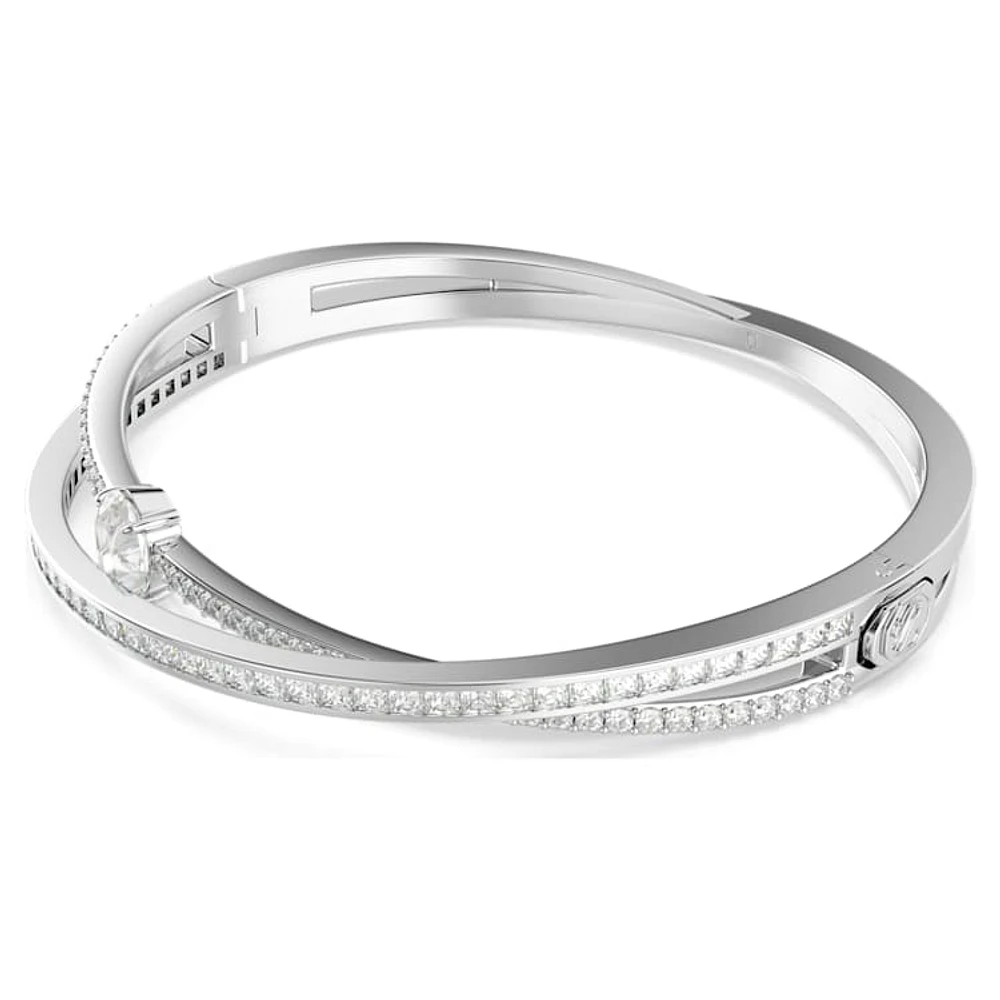 Hyperbola bangle, Mixed cuts, White, Rhodium plated by SWAROVSKI