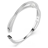 Hyperbola bangle, Mixed cuts, White, Rhodium plated by SWAROVSKI