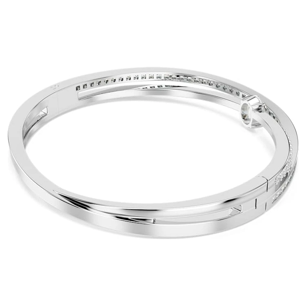 Hyperbola bangle, Mixed cuts, White, Rhodium plated by SWAROVSKI