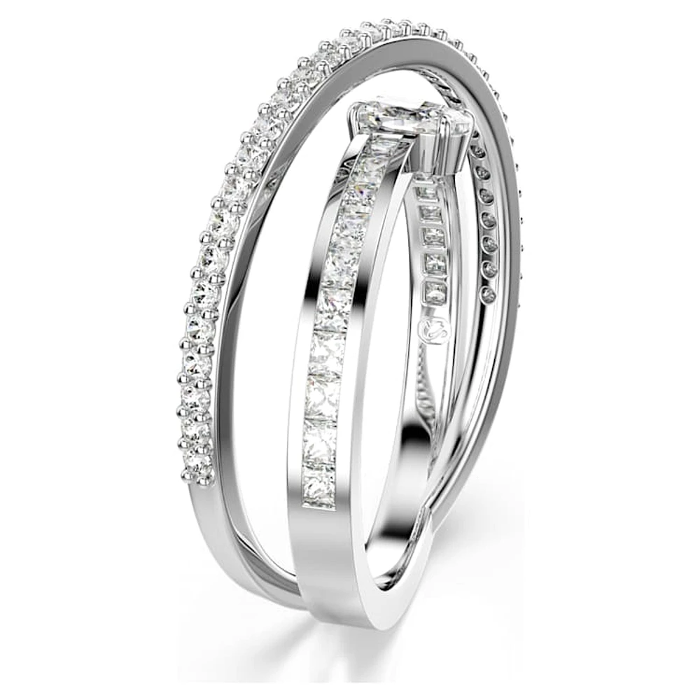 Hyperbola ring, Mixed cuts, White, Rhodium plated by SWAROVSKI