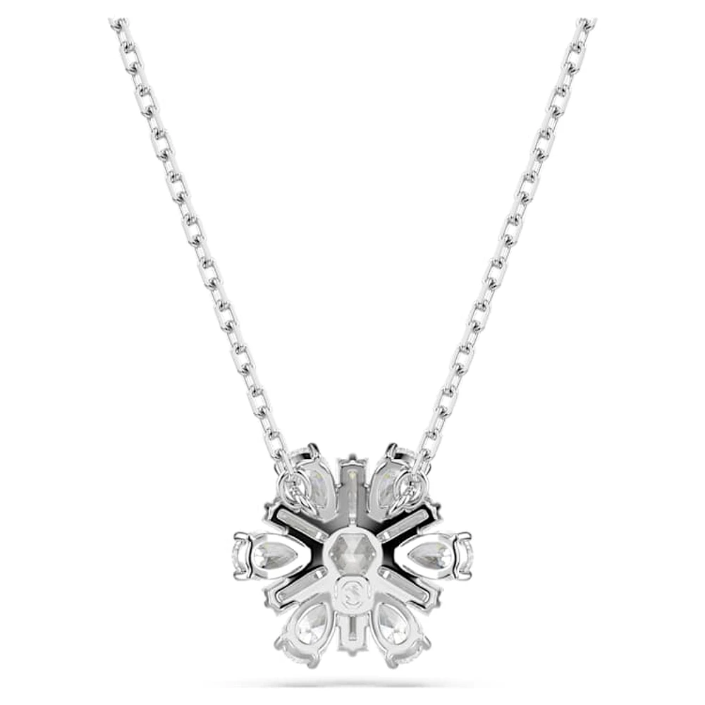 Idyllia pendant, Mixed cuts, Snowflake, White, Rhodium plated by SWAROVSKI