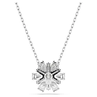 Idyllia pendant, Mixed cuts, Snowflake, White, Rhodium plated by SWAROVSKI