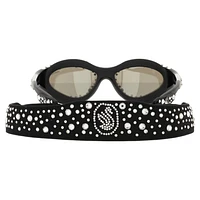 Sunglasses with strap, Swimming shape, Black by SWAROVSKI