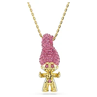 Good Luck Trolls pendant, Troll, Pink, Gold-tone plated by SWAROVSKI