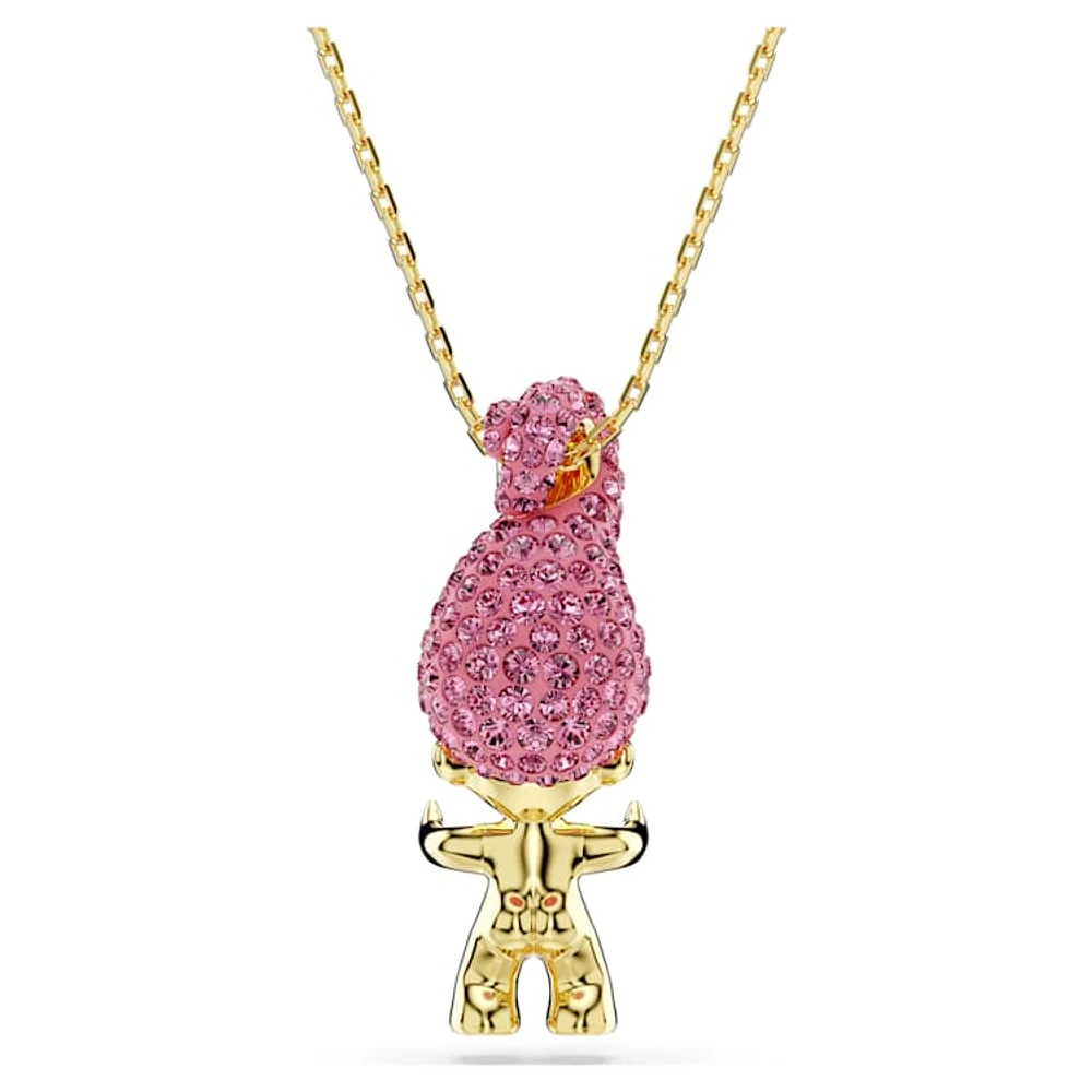 Good Luck Trolls pendant, Troll, Pink, Gold-tone plated by SWAROVSKI