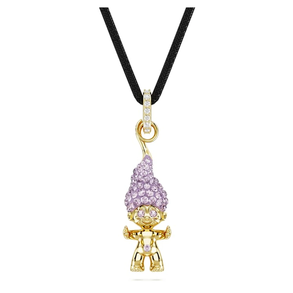 Good Luck Trolls pendant, Troll, Purple, Gold-tone plated by SWAROVSKI