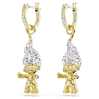 Good Luck Trolls drop earrings, Troll, White, Gold-tone plated by SWAROVSKI