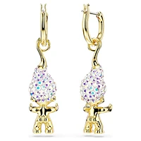 Good Luck Trolls drop earrings, Troll, White, Gold-tone plated by SWAROVSKI