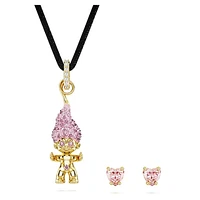 Good Luck Trolls set, Troll, Pink, Gold-tone plated by SWAROVSKI