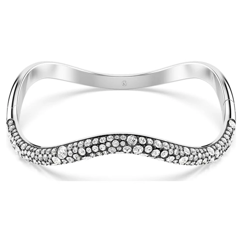 Sublima bangle, Round cut, White, Rhodium plated by SWAROVSKI