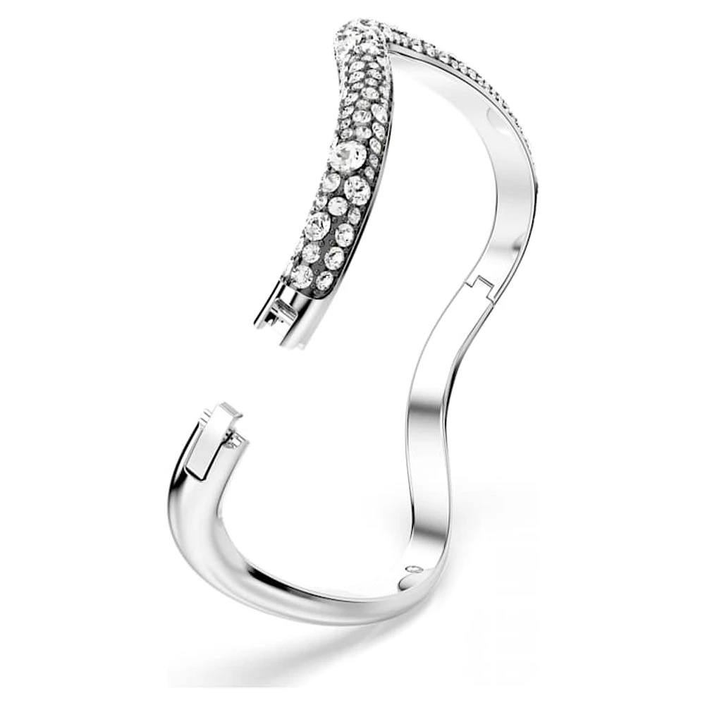 Sublima bangle, Round cut, White, Rhodium plated by SWAROVSKI