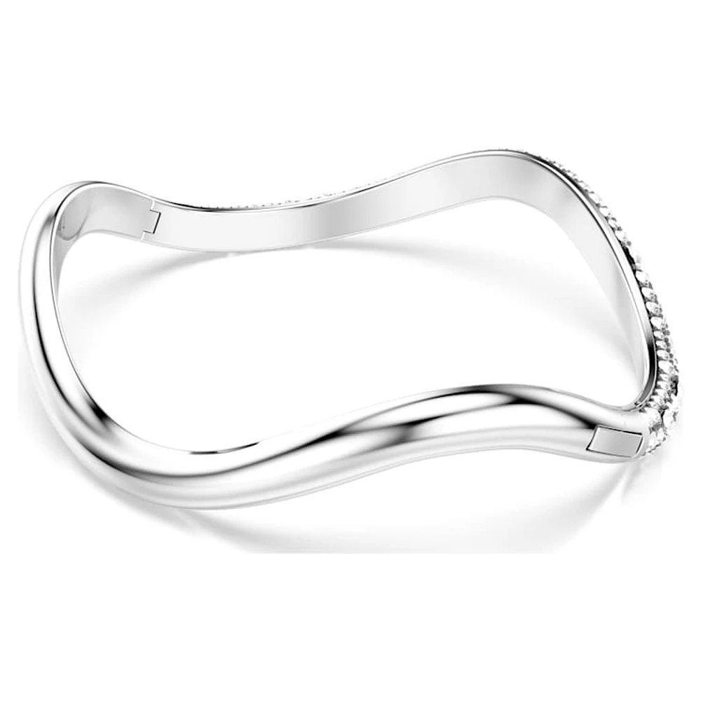 Sublima bangle, Round cut, White, Rhodium plated by SWAROVSKI