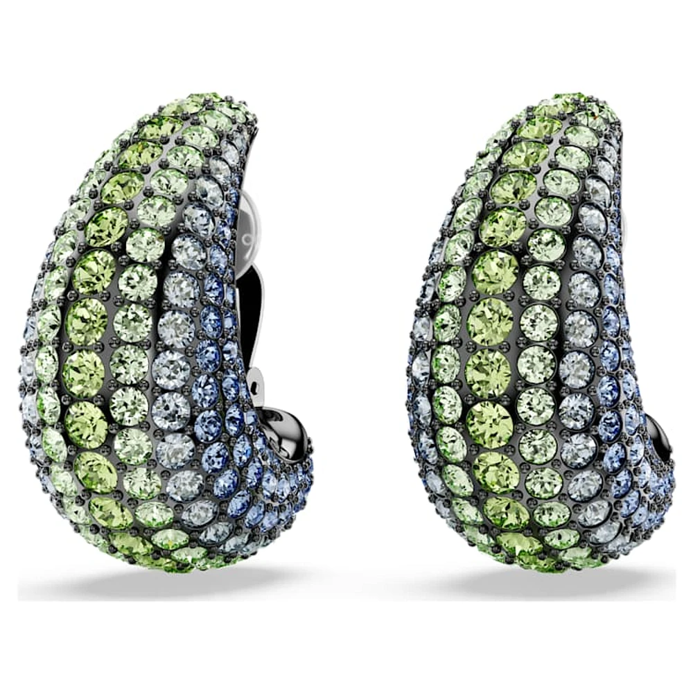 Sublima clip earrings, Round cut, Multicoloured, Ruthenium plated by SWAROVSKI