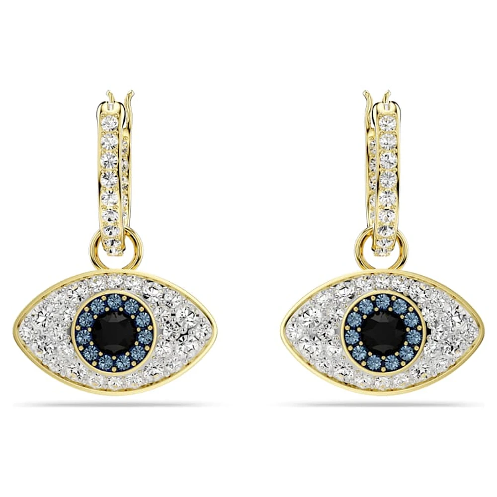 Symbolica drop earrings, Evil eye, Blue, Gold-tone plated by SWAROVSKI