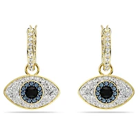 Symbolica drop earrings, Evil eye, Blue, Gold-tone plated by SWAROVSKI