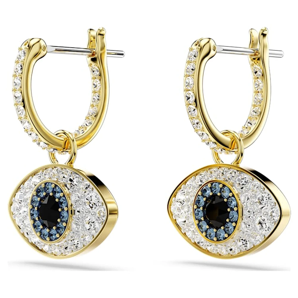 Symbolica drop earrings, Evil eye, Blue, Gold-tone plated by SWAROVSKI