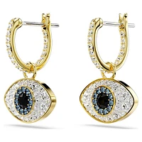 Symbolica drop earrings, Evil eye, Blue, Gold-tone plated by SWAROVSKI