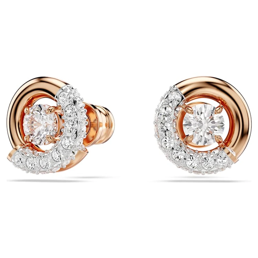 Dextera stud earrings, Round cut, White, Rose gold-tone plated by SWAROVSKI