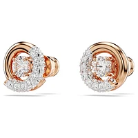 Dextera stud earrings, Round cut, White, Rose gold-tone plated by SWAROVSKI