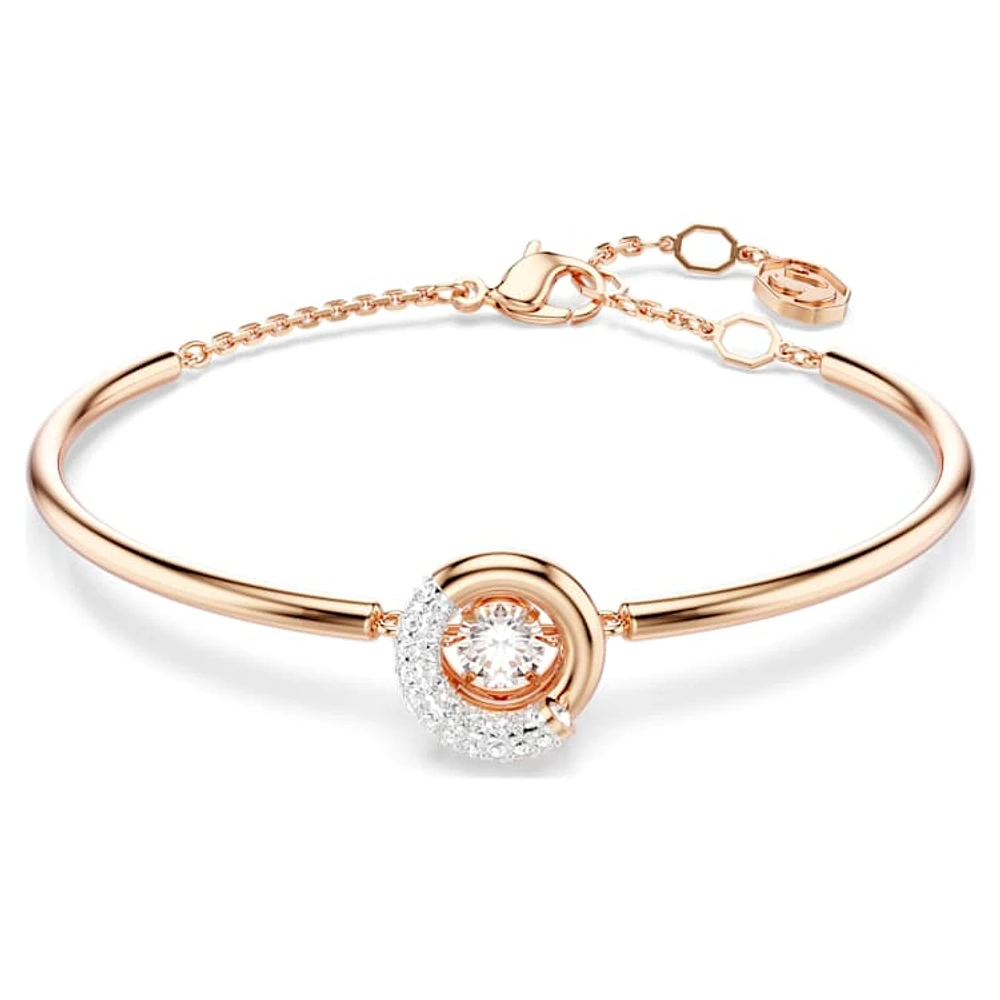 Dextera bangle, Round cut, White, Rose gold-tone plated by SWAROVSKI