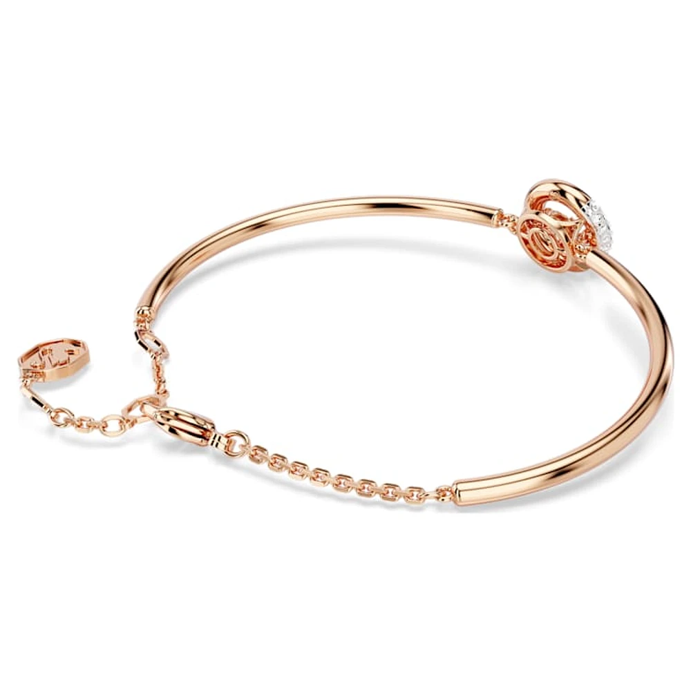 Dextera bangle, Round cut, White, Rose gold-tone plated by SWAROVSKI