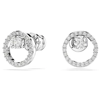 Constella stud earrings, Round cut, White, Rhodium plated by SWAROVSKI