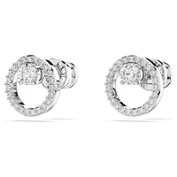 Constella stud earrings, Round cut, White, Rhodium plated by SWAROVSKI