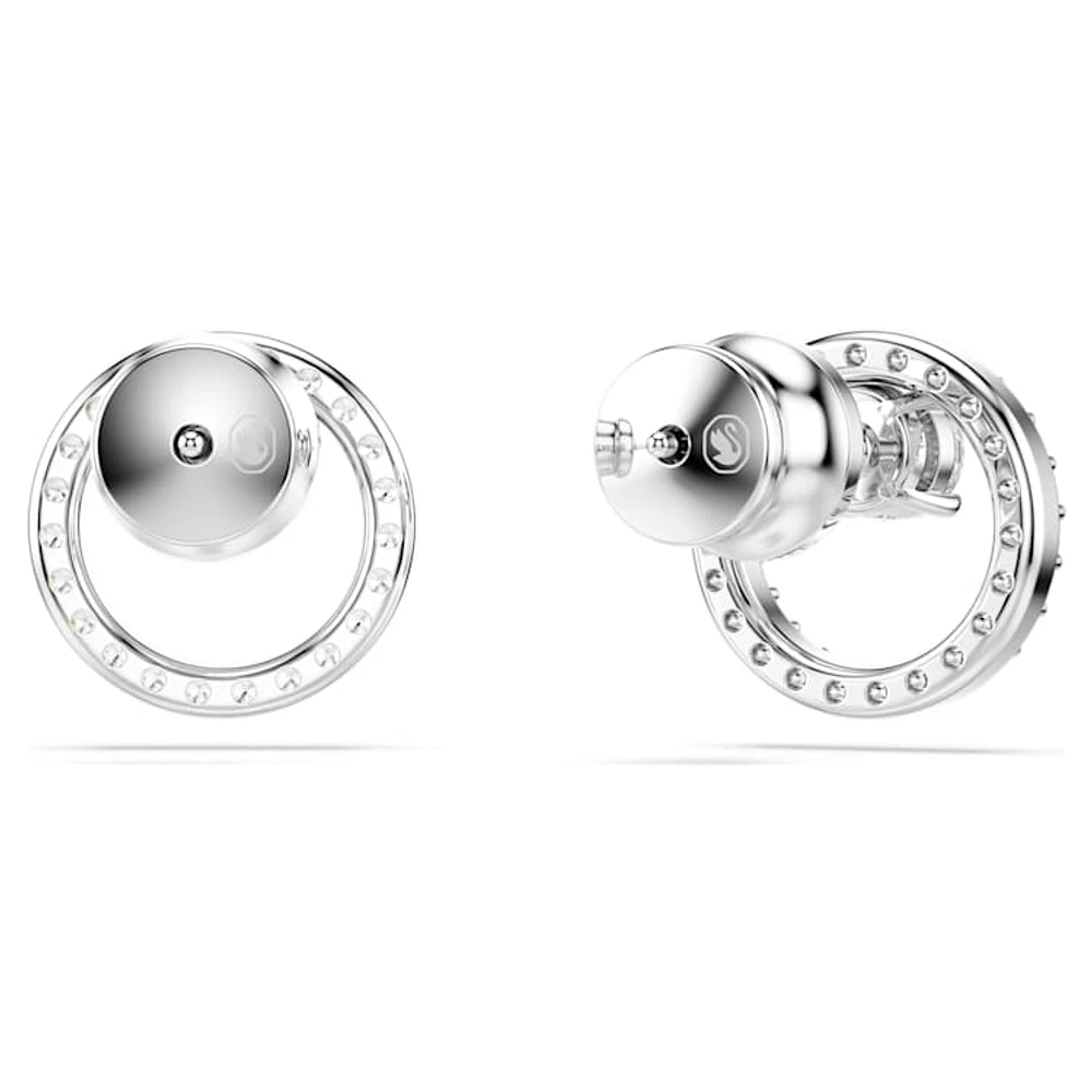 Constella stud earrings, Round cut, White, Rhodium plated by SWAROVSKI