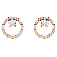 Constella stud earrings, Round cut, White, Rose gold-tone plated by SWAROVSKI