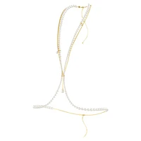 Idyllia body chain, Crystal pearl, White, Gold-tone plated by SWAROVSKI