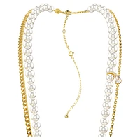 Idyllia body chain, Crystal pearl, White, Gold-tone plated by SWAROVSKI