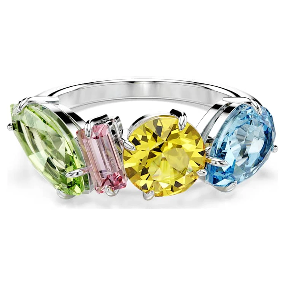 Gema ring, Mixed cuts, Multicoloured, Rhodium plated by SWAROVSKI